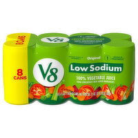 V8 100% Vegetable Juice, Original, Low Sodium, 8 Each