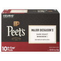 Peet's K-Cup Pods Ground Dark Roast Major Dickason's Coffee - 10 Each