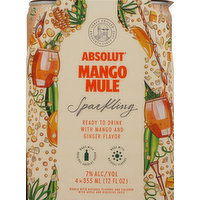 Absolut Vodka, Mango Mule, Sparkling - 4 Each