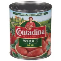 Contadina Roma Tomatoes, Whole, with Basil - 28 Ounce