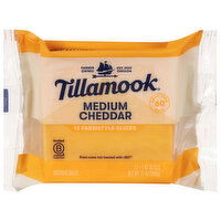 Tillamook Cheese Slices, Farmstyle, Medium Cheddar, 12 Each