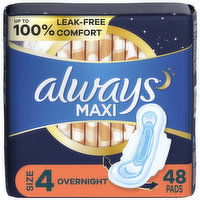 Always Overnight Pads with Wings, Size 4, 48 - 48 Each