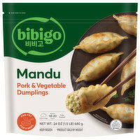 Bibigo Dumplings, Pork & Vegetable, Mandu - 24 Ounce