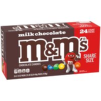 M&M'S Add delicious, colorful fun to everyday celebrations with this 24-count box of Share Size M&M'S Milk Chocolate Candy packs. These bulk individually wrapped candy packs full of chocolate candy are a must for your pantry list. - 75.36 Ounce