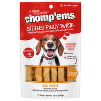 Chomp'ems Stuffed Piggy Twists Porkhide Chomp! Dog Treats - 12 Each