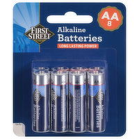 First Street Batteries, Alkaline, AA, 1.5V, 8 Pack - 8 Each