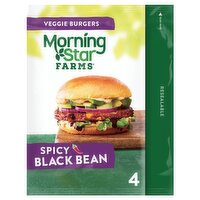 MorningStar Farms Veggie Burgers, Spicy Black Bean - 9.5 Ounce