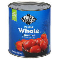 First Street Tomatoes, in Tomato Juice, Whole Peeled - 102 Ounce