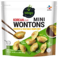 Bibigo Mini Wontons, Chicken & Vegetable Dumplings, Korean Style, Bite-Sized - 24 Ounce