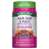 Nature's Truth Hair, Skin & Nails, Biotin, 2500 mcg, Gummies, Delicious Fruit Flavor - 80 Each