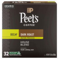 Peet's Coffee Coffee, Dark Roast, House Blend, Decaf, K-Cup Pods - 32 Each