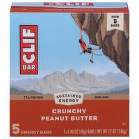 Clif Bar Energy Bars, Crunchy Peanut Butter, 5 Each