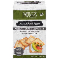Partners Snack Crackers, Cracked Black Pepper, Artisan - 4 Ounce