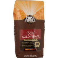 First Street Coffee, Ground, Medium Roast, 100% Colombian, 32 Ounce