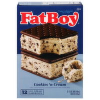 FatBoy Ice Cream Sandwiches, Cookies 'N Cream - 12 Each