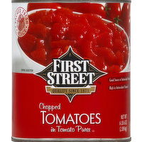 First Street Tomatoes, in Tomato Puree, Chopped, 102 Ounce