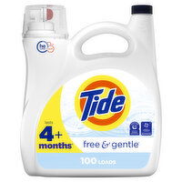 Tide Free & Gentle Liquid Laundry Detergent, 100 Loads, 132 Fluid ounce