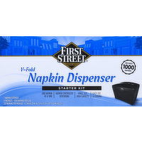 First Street Napkin Dispenser, V-Fold, Starter Kit - 1 Each