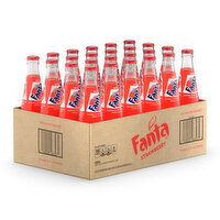 Fanta  Strawberry Soda Soft Drink Glass Bottles