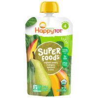 HappyTot Fruit & Veggie Blend, Organic Pears, Mangos, Spinach & Chia, Super Foods, 4 (2+ Years) - 4.22 Ounce