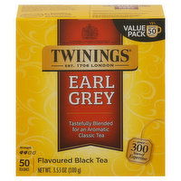 Twinings Black Tea, Earl Grey, Tea Bags, Value Pack - 50 Each