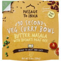 Passage to India Veg Curry Bowl, Butter Masala with Basmati Pilaf Rice, Mild, 90 Second - 9.9 Ounce