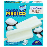 Helados Mexico Ice Cream Bars, Premium, Coconut - 6 Each