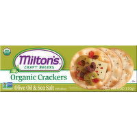 Miltons Crackers, Organic, Olive Oil & Sea Salt with Olives - 6 Ounce