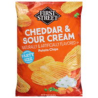 First Street Potato Chips, Cheddar & Sour Cream, Party Size - 16 Ounce