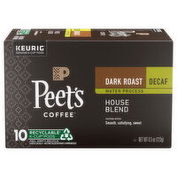 Peet's Coffee Coffee, Dark Roast, House Blend, Decaf, K-Cup Pods - 10 Each