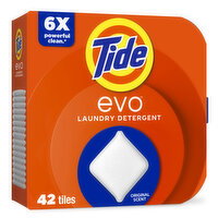 Tide Tide evo Laundry Detergent Tiles, Original Tide Scent, 42 ct, No Fillers. No Extra Water. Just Tide Clean. Real Laundry Magic - 42 Each
