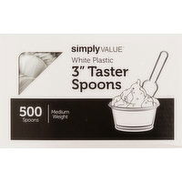 Simply Value Taster Spoons, White Plastic, 3 Inches, Medium Weight - 500 Each