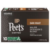 Peet's Coffee Coffee, Dark Roast, Major Dickason’s Blend, K-Cup Pods, 10 Each