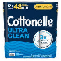 Cottonelle Toilet Paper, Mega, 1-Ply - 12 Each