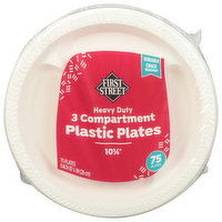 First Street Plastic Plates, 3 Compartments, Heavy Duty, 10.25 Inch