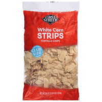 First Street Tortillas Chips, White Corn, Strips, Club Size - 56 Ounce