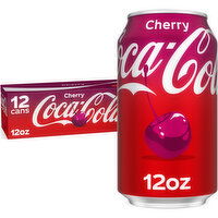 Coca-Cola  Cherry Soda Soft Drink Cans - 12 Each