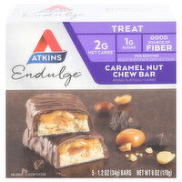 Atkins Chew Bar, Caramel Nut, Treat - 5 Each