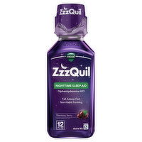 Vicks ZzzQuil Nighttime Sleep Aid Liquid, 50mg Diphenhydramine HCl, Over-the-Counter Medicine, Warming Berry Flavored - 12 Fluid ounce