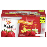 Yoplait Yogurt, Low Fat, Harvest Peach/Strawberry/French Vanilla - 24 Each