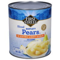 First Street Pears, in Extra Light Syrup, Bartlett, Sliced, 2.98 Ounce