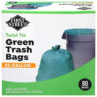 First Street Green 45 Gallon Twist Tie Trash Bags - 80 Each