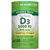 Nature's Truth Softgels High Potency 125 mcg Vitamin D3 - 130 Each