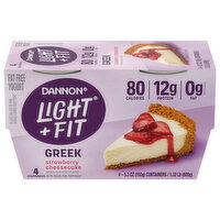 Dannon Yogurt, Greek, Fat Free, Strawberry Cheesecake - 4 Each