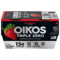 Oikos Triple Zero Nonfat Blended Greek Strawberry Flavored Yogurt - 4 Each