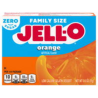 Jell-O Zero Sugar Low Calorie Orange Gelatin Dessert Family Size - 0.6 Ounce