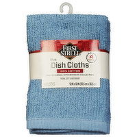 First Street Dish Cloths, Blue - 4 Each