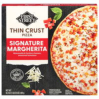 First Street Pizza, Thin Crust, Signature Margherita - 16.9 Ounce