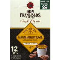 Don Franciscos Coffee, Medium Roast, Hawaiian Hazelnut Flavor, Single Serve Pods - 12 Each