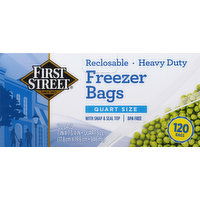 First Street Freezer Bags, Reclosable, Heavy Duty, Quart Size - 120 Each